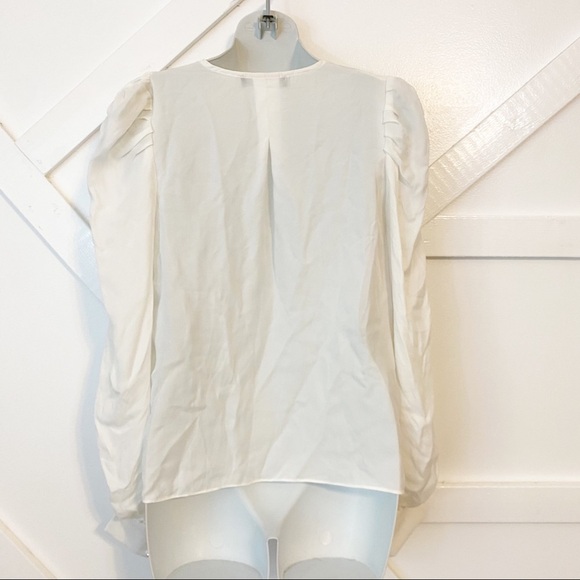 Generation Love Puff Sleeve Pearl Button Down Pleated Blouse White Size Small - Picture 5 of 8